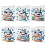 6pcs Diamond Art Painting Kit Greeting Card, Dolphin Birthday Cake 5D DIY Special Shape Diamond Greeting Card Creative Gift, Christmas Thanksgiving Greeting Card Congratulation