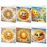 6pcs Diamond Art Painting Set Greeting Card, Happy Sun 5D DIY Special Shape Diamond Greeting Card Creative Gifts, Christmas Thanksgiving Greeting Card Congratulation