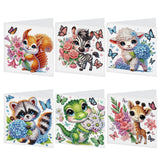 6 pcs Diamond Art Painted Greeting Card, Flower Meadow 5D DIY Special Shape Diamond Card Creative Gift, Christmas Thanksgiving Greeting Card Congratulation