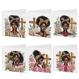6 pcs Diamond Art Painted Greeting Card, Green Butterfly Genie 5D DIY Special Shape Diamond Card Creative Gift, Christmas Thanksgiving Greeting Card Congratulation