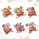 6pcs Diamond Painting Kit Greeting Cards, Cupcakes 5D DIY Diamond Handmade Holiday Greeting Cards with Envelopes, Christmas Gifts Congratulations!