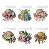 6pcs Diamond Painting Kit Greeting Card with Bow Hat 5D DIY Diamond Handmade Holiday Greeting Card with Envelope, Christmas Gift Congratulation
