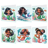 6pcs Diamond Art Painting Kit Greeting Card, Underwater Mermaid 5D DIY Special Shape Diamond Greeting Card Creative Gifts, Christmas Thanksgiving Greeting Card Congratulations
