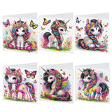 6 pcs Diamond Art Painted Greeting Card, Prairie Horse 5D DIY Special Shape Diamond Card Creative Gift, Christmas Thanksgiving Greeting Card Congratulation