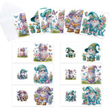 6pcs Diamond Painting Kit Greeting Card, Happy Gnome 5D DIY Diamond Handmade Holiday Greeting Card with Envelope, Christmas Gift Congratulation