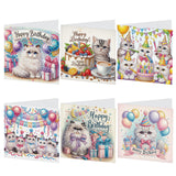 6 Pieces Diamond Art Painted Greeting Cards, Flower Basket Gift Butterfly 5D DIY Special Shape Diamond Card Creative Gifts, Christmas Thanksgiving Greeting Card Congratulation