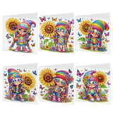 6 pcs Diamond Art Painted Greeting Card, Sunflower Rainbow Color Hat 5D DIY Special Shape Diamond Card Creative Gift, Christmas Thanksgiving Greeting Card Congratulation
