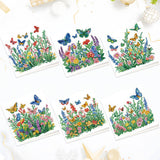 6pcs Diamond Painting Kit Greeting Card, Butterfly 5D DIY Diamond Handmade Holiday Greeting Card with Envelope, Christmas Gift Congratulation