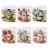 6 pcs Diamond Art Painting Kit Greeting Card, Flower Calf Fine Glitter Greeting Card Gift 5D DIY Special Shape Diamond Card Creative Gift, Holiday Gift Congratulation