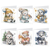 6 pcs Diamond Art Painted Greeting Card, Chocolate Cake 5D DIY Special Shape Diamond Card Creative Gifts, Christmas Thanksgiving Greeting Card Congratulation
