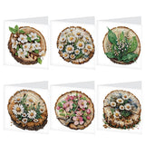 6pcs Diamond Painting Kit Greeting Card, Flower 5D DIY Diamond Handmade Holiday Greeting Card with Envelope, Christmas Gift Congratulation