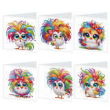 6pcs Diamond Art Painting Kit Greeting Card, Rainbow Colour Big Eye Chick 5D DIY Special Shape Diamond Greeting Card Creative Gift, Christmas Thanksgiving Greeting Card Congratulation