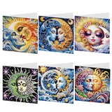 6 pcs Diamond Art Painted Greeting Card, Pretty Flowers 5D DIY Special Shape Diamond Card Creative Gifts, Christmas Thanksgiving Greeting Card Congratulation