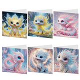 6pcs Diamond Art Painting Set Greeting Card, Colourful Dinosaur 5D DIY Special Shape Diamond Greeting Card Creative Gifts, Christmas Thanksgiving Greeting Card Congratulation