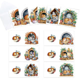 6pcs Diamond Painting Kit Greeting Card, Sleeping Cat 5D DIY Diamond Handmade Holiday Greeting Card with Envelope, Christmas Gift Congratulation