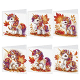 6pcs Diamond Art Painting Set Greeting Card, Maple Leaf Pony 5D DIY Special Shape Diamond Greeting Card Creative Gifts, Christmas Thanksgiving Greeting Card Congratulation