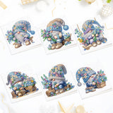 6pcs Diamond Painting Kit Greeting Card, Flower Gnome 5D DIY Diamond Handmade Holiday Greeting Card with Envelope, Christmas Gift Congratulation