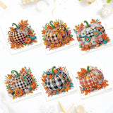 6pcs Diamond Painting Kit Greeting Card, Square Pumpkin 5D DIY Diamond Handmade Holiday Greeting Card with Envelope, Christmas Gift Congratulation