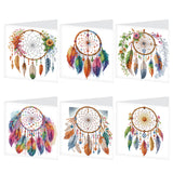 6pcs Diamond Art Painting Set Greeting Card, Colourful Dreamcatcher 5D DIY Special Shape Diamond Greeting Card Creative Gifts, Christmas Thanksgiving Greeting Card Congratulation