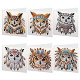 6pcs Diamond Art Painting Kit Greeting Card, Handsome Owl 5D DIY Special Shape Diamond Greeting Card Creative Gifts, Christmas Thanksgiving Day Greeting Card Congratulation