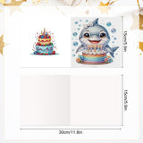6pcs Diamond Art Painting Kit Greeting Card, Dolphin Birthday Cake 5D DIY Special Shape Diamond Greeting Card Creative Gift, Christmas Thanksgiving Greeting Card Congratulation