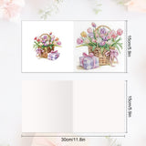 6pcs Diamond Painting Kit Greeting Card, Tulip Bouquet 5D DIY Diamond Handmade Holiday Greeting Card with Envelope, Christmas Gift Congratulation