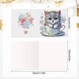 6 pcs Diamond Art Painted Greeting Card, Flower Dinosaur Goat Zebra Fawn 5D DIY Special Shape Diamond Card Creative Gift, Christmas Thanksgiving Greeting Card Congratulation