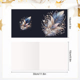6pcs Diamond Art Painting Set Greeting Card, Colourful Feather 5D DIY Special Shape Diamond Greeting Card Creative Gifts, Christmas Thanksgiving Greeting Card Congratulation