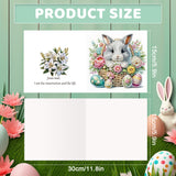 6pcs Diamond Painting Kit Greeting Card, Rabbit 5D DIY Diamond Handmade Holiday Greeting Card with Envelope, Christmas Gift Congratulations
