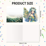 6pcs Diamond Art Painting Kit Greeting Card, Green Wings Angel 5D DIY Special Shape Diamond Greeting Card Creative Gifts, Christmas Thanksgiving Greeting Card Congratulation