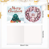 6 Pieces Diamond Art Painted Greeting Cards, Ski Santa Birdie Gift 5D DIY Special Shape Diamond Card Creative Gift, Christmas Thanksgiving Greeting Card Congratulation