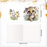 6 pcs Diamond Art Painted Greeting Card, Monkey Leopard 5D DIY Special Shape Diamond Card Creative Gift, Christmas Thanksgiving Greeting Card Congratulation