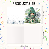 6pcs Diamond Art Painting Kit Greeting Card, Green Hat Dandelion Angel 5D DIY Special Shape Diamond Greeting Card Creative Gifts, Christmas Thanksgiving Greeting Card Congratulation