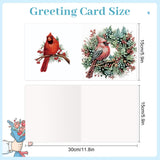 6pcs Diamond Painting Kit Greeting Card, Red Bird 5D DIY Diamond Handmade Holiday Greeting Card with Envelope, Christmas Gift Congratulation