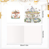 6pcs Diamond Painting Kit Greeting Card, Carousel 5D DIY Diamond Handmade Holiday Greeting Card with Envelope, Christmas Gift Congratulation