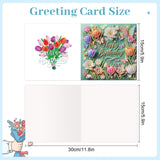 6pcs Diamond Painting Kit Greeting Card, Tulip Butterfly 5D DIY Diamond Handmade Holiday Greeting Card with Envelope, Christmas Gift Congratulation