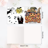 6pcs Diamond Painting Kit Greeting Card, Halloween Happy Pumpkin 5D DIY Diamond Handmade Holiday Greeting Card with Envelope, Christmas Gift Congratulation