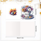 6pcs Diamond Painting Kit Greeting Card, Flower Mug 5D DIY Diamond Handmade Holiday Greeting Card with Envelope, Christmas Gift Congratulation