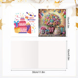 6 Pieces Diamond Art Painted Greeting Cards, Trendy Music Elderly 5D DIY Special Shape Diamond Card Creative Gifts, Christmas Thanksgiving Greeting Cards Congratulation