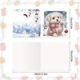 8 pcs Diamond Art Painted Greeting Card, Halloween Kitten Christmas Puppy 5D DIY Special Shape Diamond Card Creative Gift, Christmas Thanksgiving Greeting Card Congratulation
