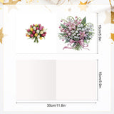6pcs Diamond Painting Kit Greeting Card, Flower Bouquet 5D DIY Diamond Handmade Holiday Greeting Card with Envelope, Christmas Gift Congratulation