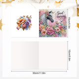 6pcs Diamond Art Painting Kit Greeting Card, Flower Horse 5D DIY Special Shape Diamond Greeting Card Creative Gift, Christmas Thanksgiving Greeting Card Congratulation