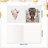 6 pcs Diamond Art Painted Greeting Card, Green Butterfly Genie 5D DIY Special Shape Diamond Card Creative Gift, Christmas Thanksgiving Greeting Card Congratulation