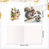 6 pcs Diamond Art Painted Greeting Card, Cup Cat 5D DIY Special Shape Diamond Card Creative Gift, Christmas Thanksgiving Greeting Card Congratulation