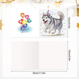 6pcs Diamond Art Painting Set Greeting Card, Balloon Husky 5D DIY Special Shape Diamond Greeting Card Creative Gifts, Christmas Thanksgiving Greeting Card Congratulation