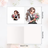 6pcs Diamond Painting Kit Greeting Card, Book Lady 5D DIY Diamond Handmade Holiday Greeting Card with Envelope, Christmas Gift Congratulation