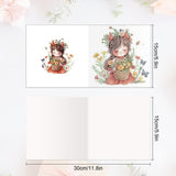 6pcs Diamond Painting Kit Greeting Card, Flower Picking Angel 5D DIY Diamond Handmade Holiday Greeting Card with Envelope, Christmas Gift Congratulation