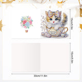 6pcs Diamond Art Painting Kit Greeting Card, Coffee Mug Cat 5D DIY Special Shape Diamond Greeting Card Creative Gift, Christmas Thanksgiving Greeting Card Congratulation