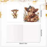 6pcs Diamond Painting Kit Greeting Card, Sunflower Yellow Cow 5D DIY Diamond Handmade Holiday Greeting Card with Envelope, Christmas Gift Congratulation