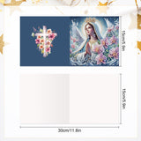 6 pcs Diamond Art Painted Greeting Card, Flower Love 5D DIY Special Shape Diamond Card Creative Gift, Christmas Thanksgiving Greeting Card Congratulation